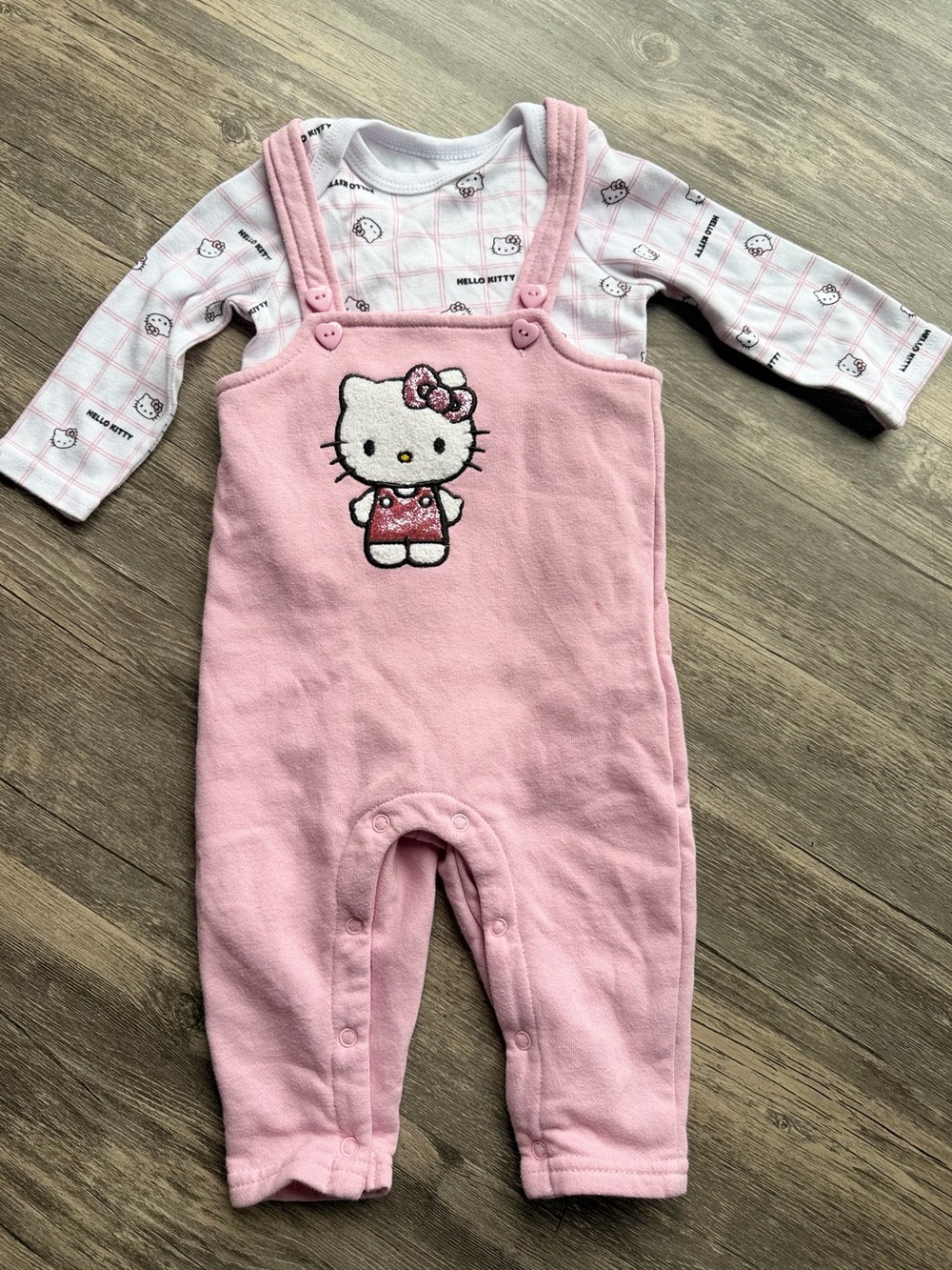 Hello Kitty Pink Overalls and Matching Bodysuit Set 9M